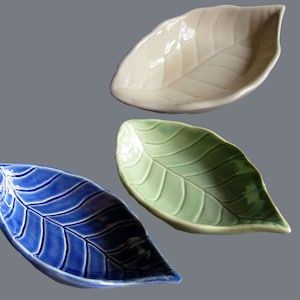 Leaf Small Bowl Ceramic Sauce Snack Dish Serving Plate Tableware Blue Leaf Green Blue Cream CHOOSE image 1