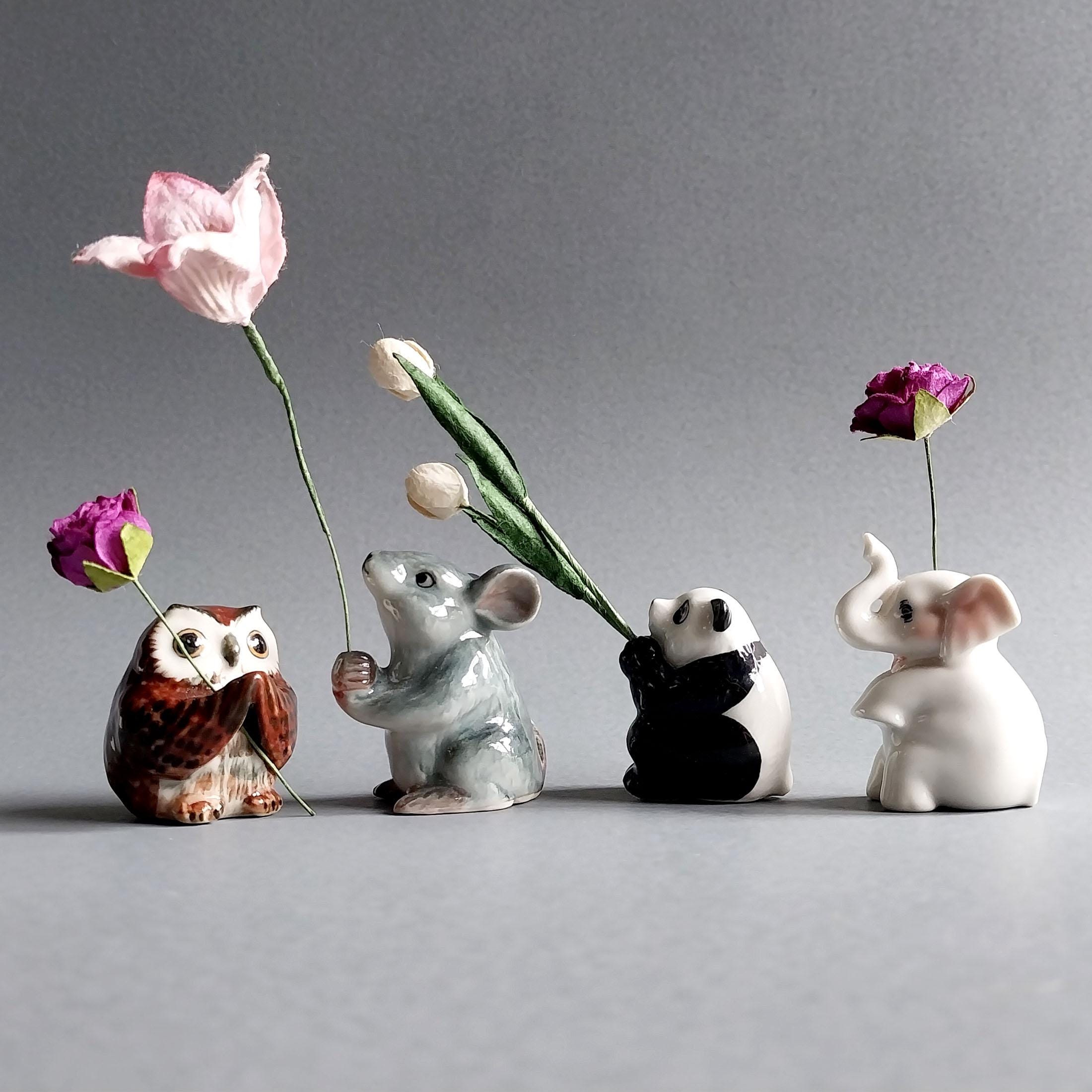 Whimsical Ceramic Animal Bud Vases / Incense Holders - Cute Desk Decor ...