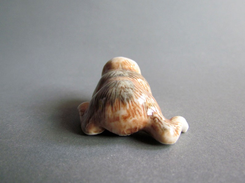 Miniature Sloth Figurine Ceramic Figurine Dollhouse Animal figure Mini Small Decor Collectible Gifts Monkey White Brown Statue Sculpture image 6