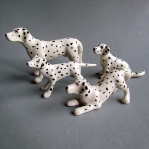 Dalmatian Dog Miniature Ceramic Animal Figurine Small Tiny Black White Figurine Statue Decoration Collectible Dog Lover Gift Handmade CHOOSE