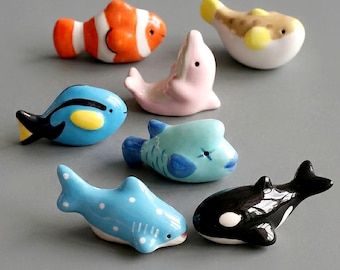 Ceramic Sea Creature Chopstick Rests: Clownfish, Orca, Whale Shark