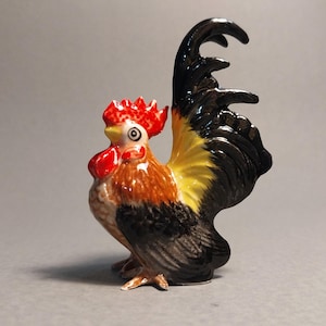 Miniature Ceramic Figurine Chicken Royal Delft Blue Collectible Gift Decor Farm