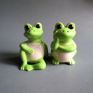Salt and Pepper Frogs Porcelain ceramic Froggy couple kitchenware Decor Green Frog couple spicy shakers ceramic salt shakers dining table
