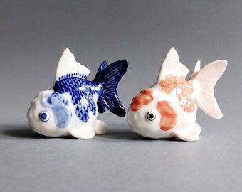 Hand Painted Ceramic Goldfish Figurine | Koi Fish Decor
