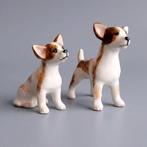 ミニチュアセラミック犬チワワ赤ちゃんペット動物小さな白い置物小さな