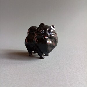 2 of Dog Miniature Ceramic Animal Figurine White Black Pomeranian Dog Small Pets Statue Collectible Dog Porcelain tiny Dog Figurine Decor