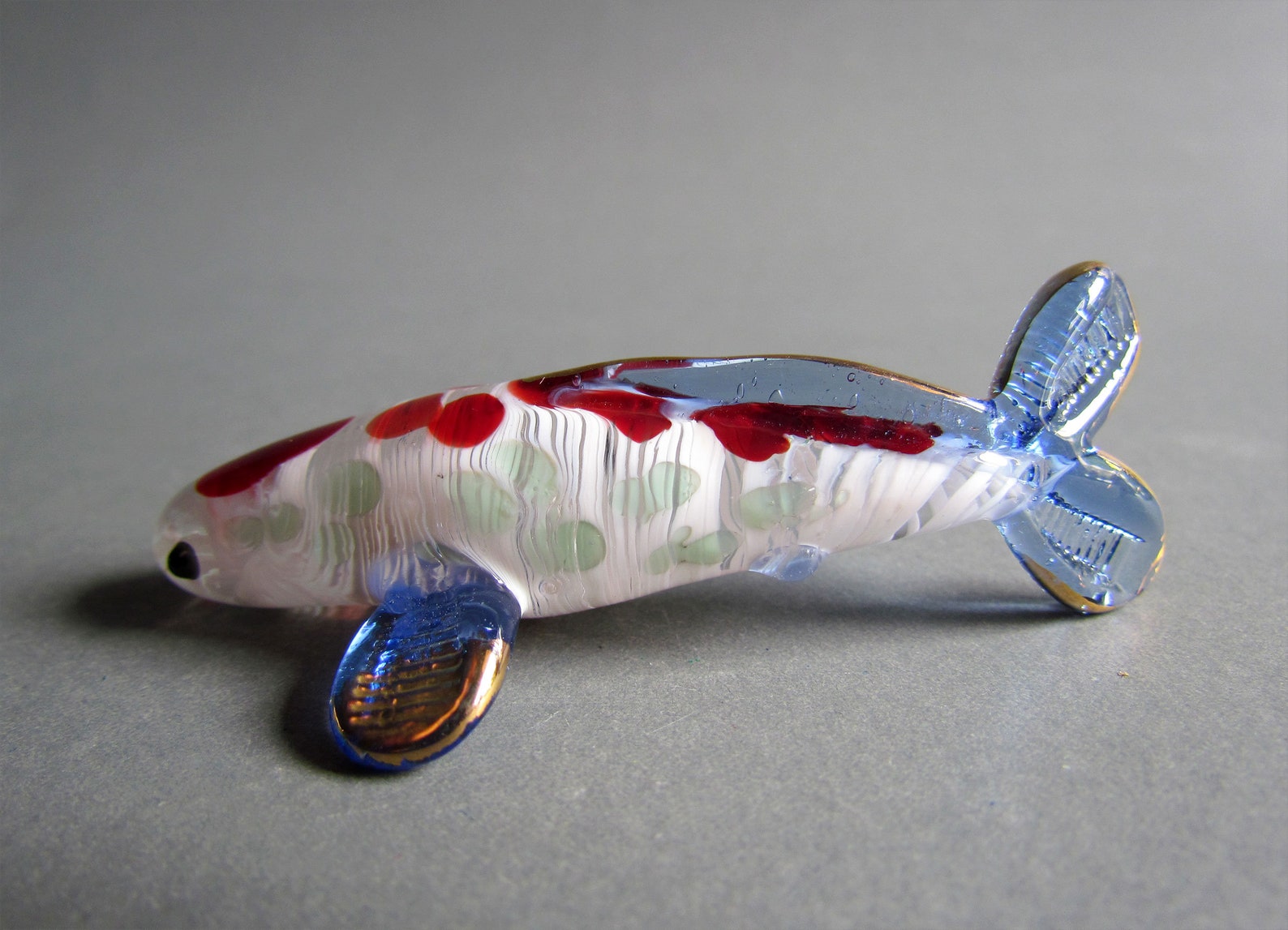 Pair Hand Blown Glass Figurine Koi Fish Lucky Fish Gold Etsy