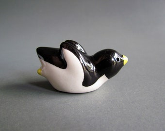 Ceramic Figurine Chopsticks Rest Chopsticks Holder Sea Creatures Penguin Bird Black White Cartoon Miniature Animal
