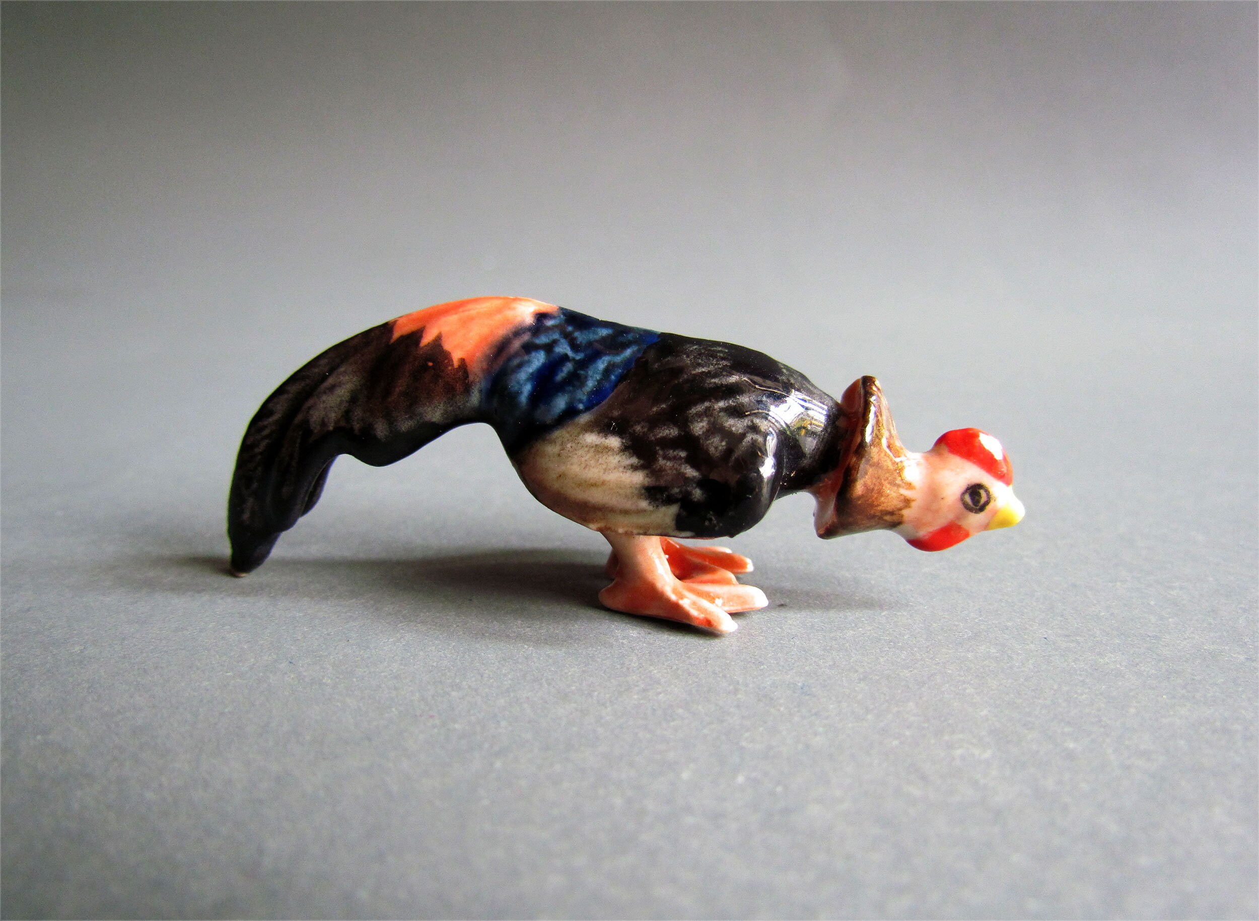 Miniature Animal Ceramic Figurine Little Tiny Chicken Etsy