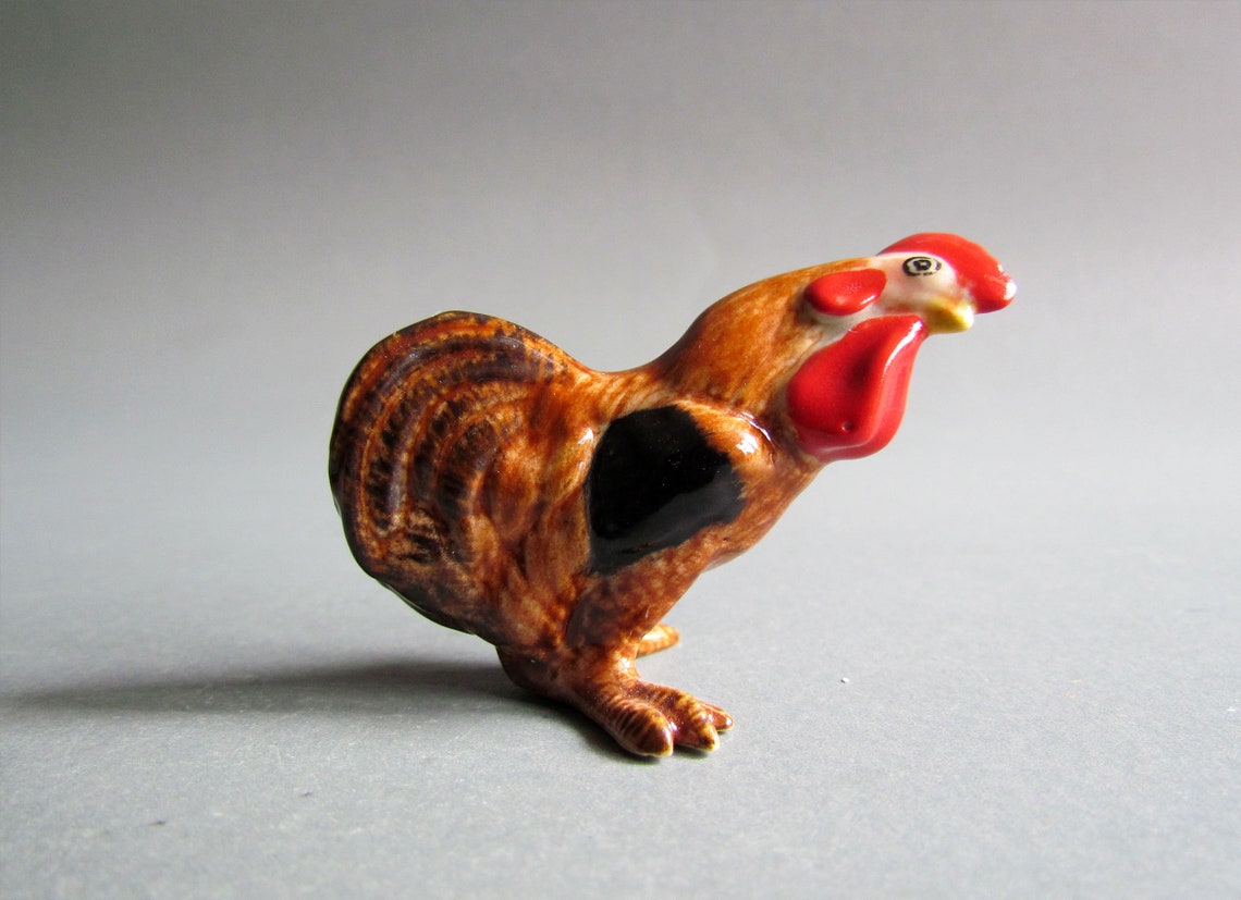 Miniature Animal Ceramic Figurine Little Tiny Chicken Etsy