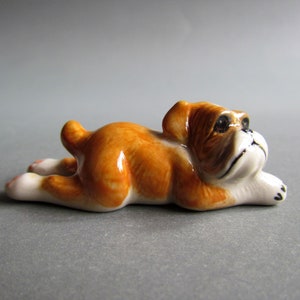 Baby French Bulldog Dog Miniature Ceramic Figurine Pets Statue Collectible Porcelain Figures Decor Gift Puppies Small Amimal White Brown image 6