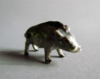 Ceramic Figurine Miniature Animal Porcelain Boar Wild Pig Collectible Gift Pig Figurines Grey Gary Animal Mini Garden Decor Figures Statue