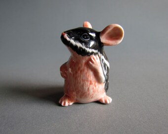 Mouse Ceramic Figurine Little Small Tiny Rat Mice Porcelain Statue CollectIble Miniature Decor Gifts Figures Art Animal Black White