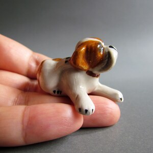 Baby French Bulldog Dog Miniature Ceramic Figurine Pets Statue Collectible Porcelain Figures Decor Gift Puppies Small Amimal White Brown image 5