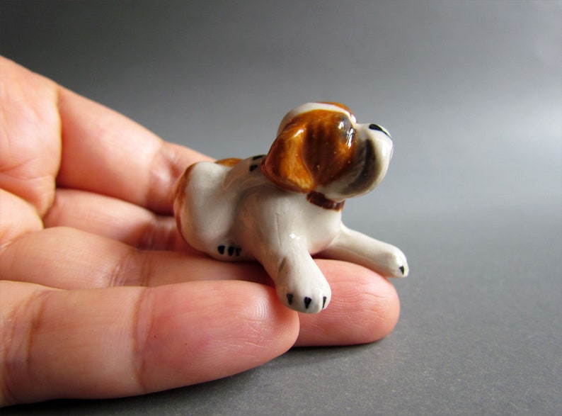 Baby French Bulldog Dog Miniature Ceramic Figurine Pets Statue Collectible Porcelain Figures Decor Gift Puppies Small Amimal White Brown image 5