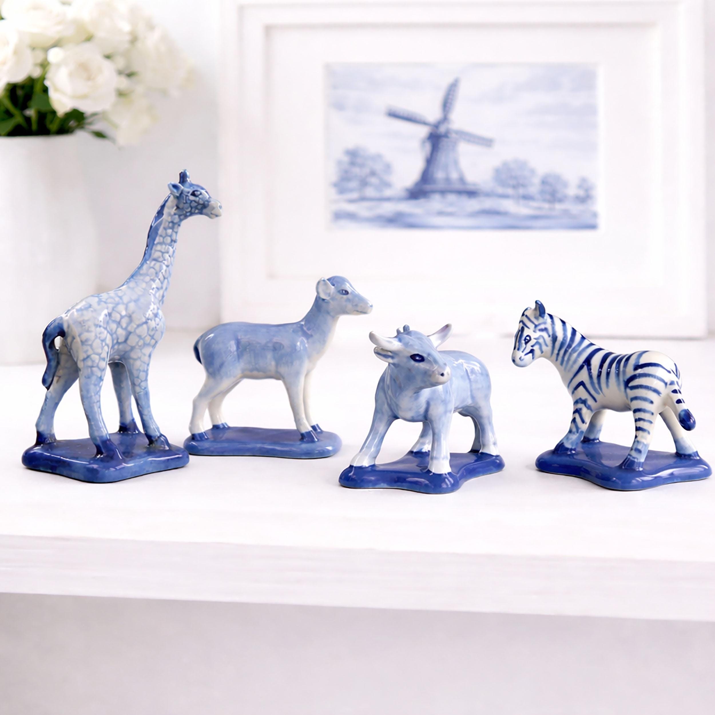 Blue & White Chinoiserie Ceramic Statue | Elegant Home Decor