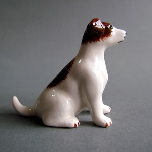 CHOOSE Dog Miniatures Ceramic Animal Figurine Jack Russell Dog Small Pets Collectible Porcelain Dog Statue Oranament Gift Terrarium Blue Brn