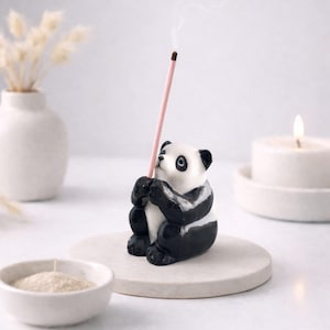 Handbemalte Miniatur Keramik Panda Figur, Räucherstäbchenhalter, Wohnkultur