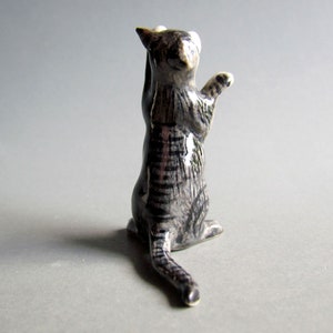 Miniature Ceramic Cat Animal Cute Little Tiny Small White Black blue Figurine Statue Decoration Hand Painted Collectible Gifts Standing Cat image 2