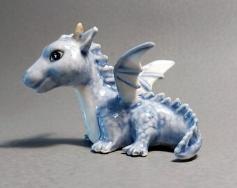 Handmade Ceramic Baby Dragon Figurine – Collectible Fantasy Art Decor