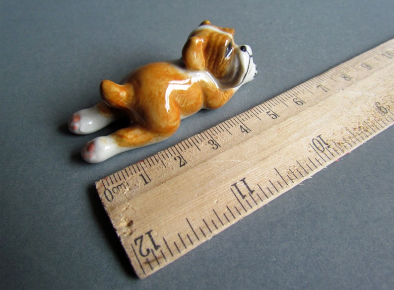 Baby French Bulldog Dog Miniature Ceramic Figurine Pets Statue Collectible Porcelain Figures Decor Gift Puppies Small Amimal White Brown image 7