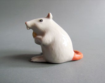 Mouse Ceramic Figurine little Small Tiny Rat Mice Porcelain Statue CollectIble Dollhouse Miniature Decor Gifts Figures Animal White