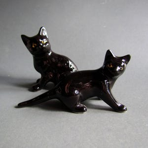 Miniature Cat Ceramic Figurines Black Decor Small Ceramic Cats Cat Lover Gifts Halloween cat ceramics cat ceramic figurines
