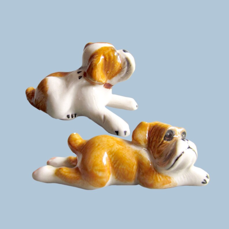 Baby French Bulldog Dog Miniature Ceramic Figurine Pets Statue Collectible Porcelain Figures Decor Gift Puppies Small Amimal White Brown image 9