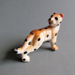 Ceramic Figurine Miniature Animal Porcelain Tiger Statue Wild Animal Zoo Collectible Gift Décor Tiger orange Leolard