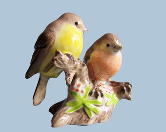 Bird Handcrafted Miniature Ceramic Figurine Collectible Bird Collector Home Decor Bird Lover Bird Statue Yellow Orange Brown