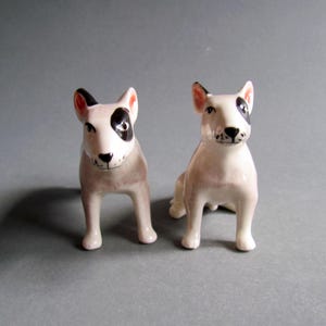 Miniature Ceramic Animal Figurine Bull Terrier Dog Small Pets Statue Collectible Tiny Porcelain Dog Figurine Decor Gift white black CHOOSE