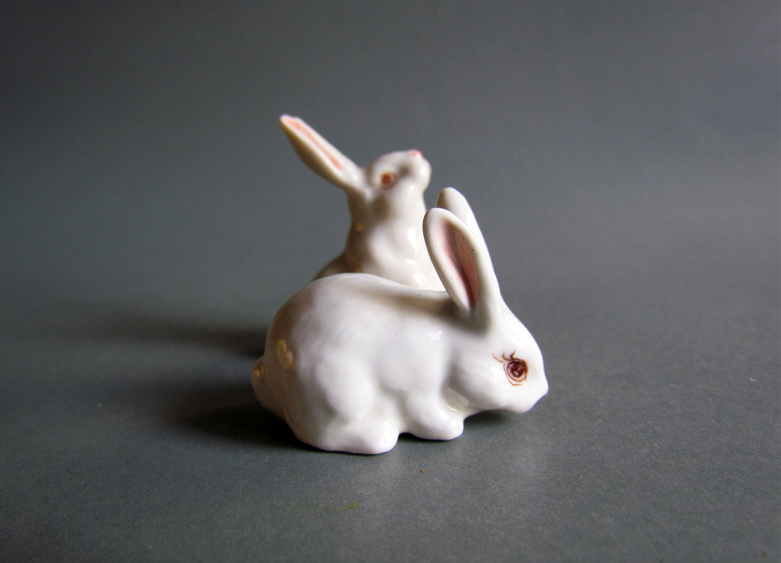 2 White Rabbit Ceramic Animal Figurine Miniature Porcelain Etsy