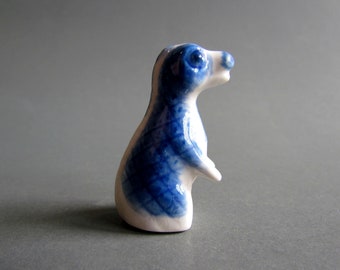 Baby Dinosaur Miniature Ceramic Animal Figurine Delft Blue White Collectible Decor Gifts Little Tiny Statue Jurassic Art Vintage DB