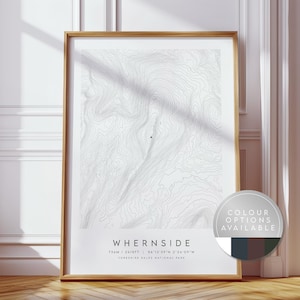 Whernside Topographic Line Art Print | Hand-Drawn Contour Map of Yorkshire Dales National Park | Wall Art | Physical Print