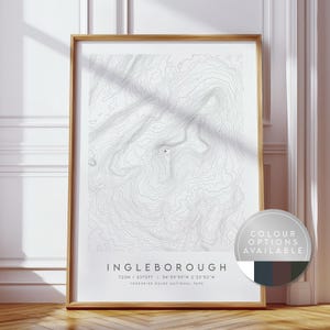 Ingleborough Topographic Line Art Print | Hand-Drawn Contour Map of Yorkshire Dales National Park | Wall Art | Physical Print