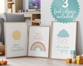 You Are My Sunshine Nursery Wall Art | Sunshine Baby Room Decor | Gender-Neutral Nursery Print | Inspirational Wall Art for Kids