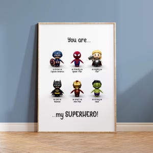 Plakat z pozytywnymi afirmacjami o superbohaterach - inspirująca sztuka ścienna dla dzieci | Wystrój pokoju zabaw i sypialni | Wzmacniający i podnoszący na duchu | Wydruki fizyczne