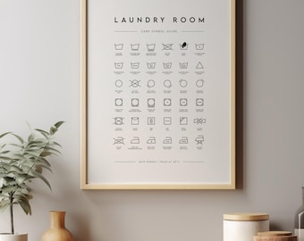 Laundry Room Wall Art | Wash Care Symbols Poster | Laundry Cheat Sheet | Physical Prints