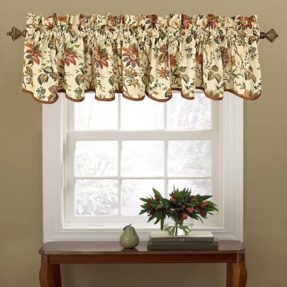 Waverly Felicite Cream Scalloped Valance New Etsy