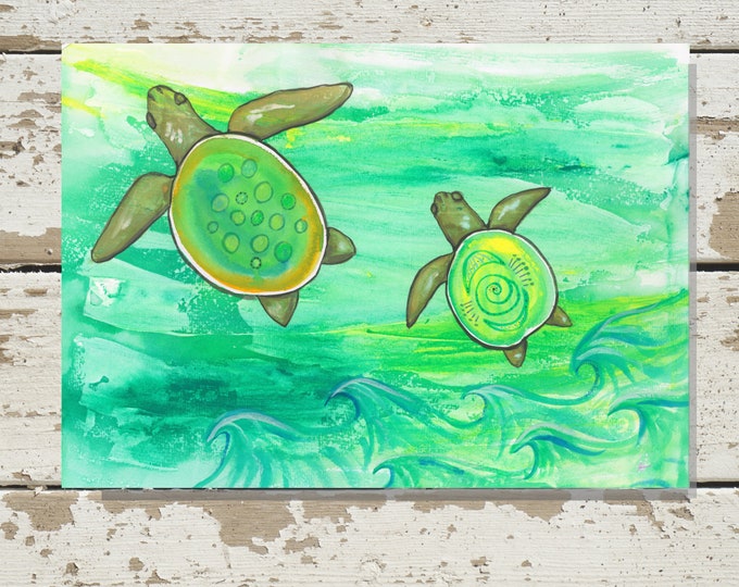 Printable Art, Turtles in Green