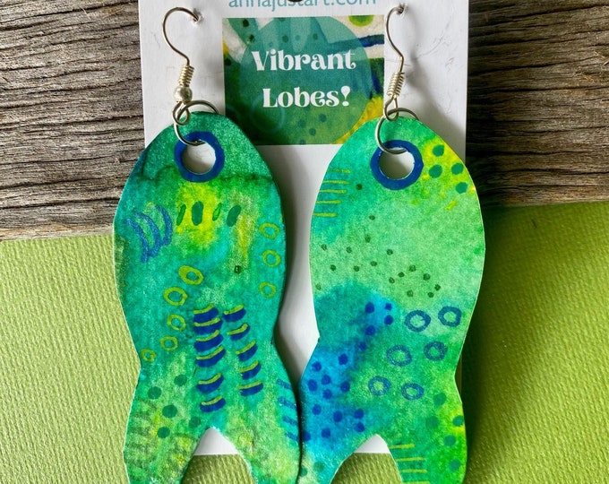 Fish Hand-painted Recycled Paper Earrings