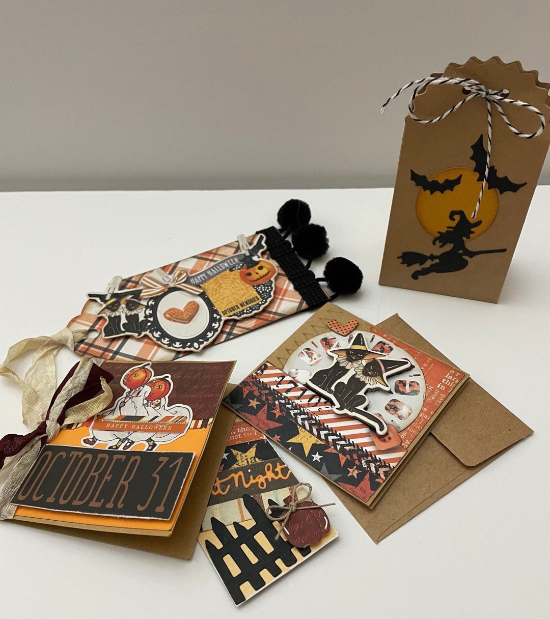 Set of 4 Halloween Gift Cards and Tags Etsy