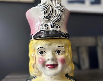 Vintage American Bisque Majorette Cookie Jar – MCM Drum Majorette Ceramic Kitchen Decor