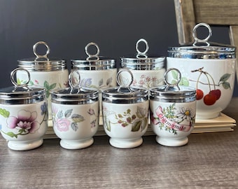 Royal Worcester Egg Coddlers • Lavinia, June Garland, Fairfield, Astley, Evesham Patterns