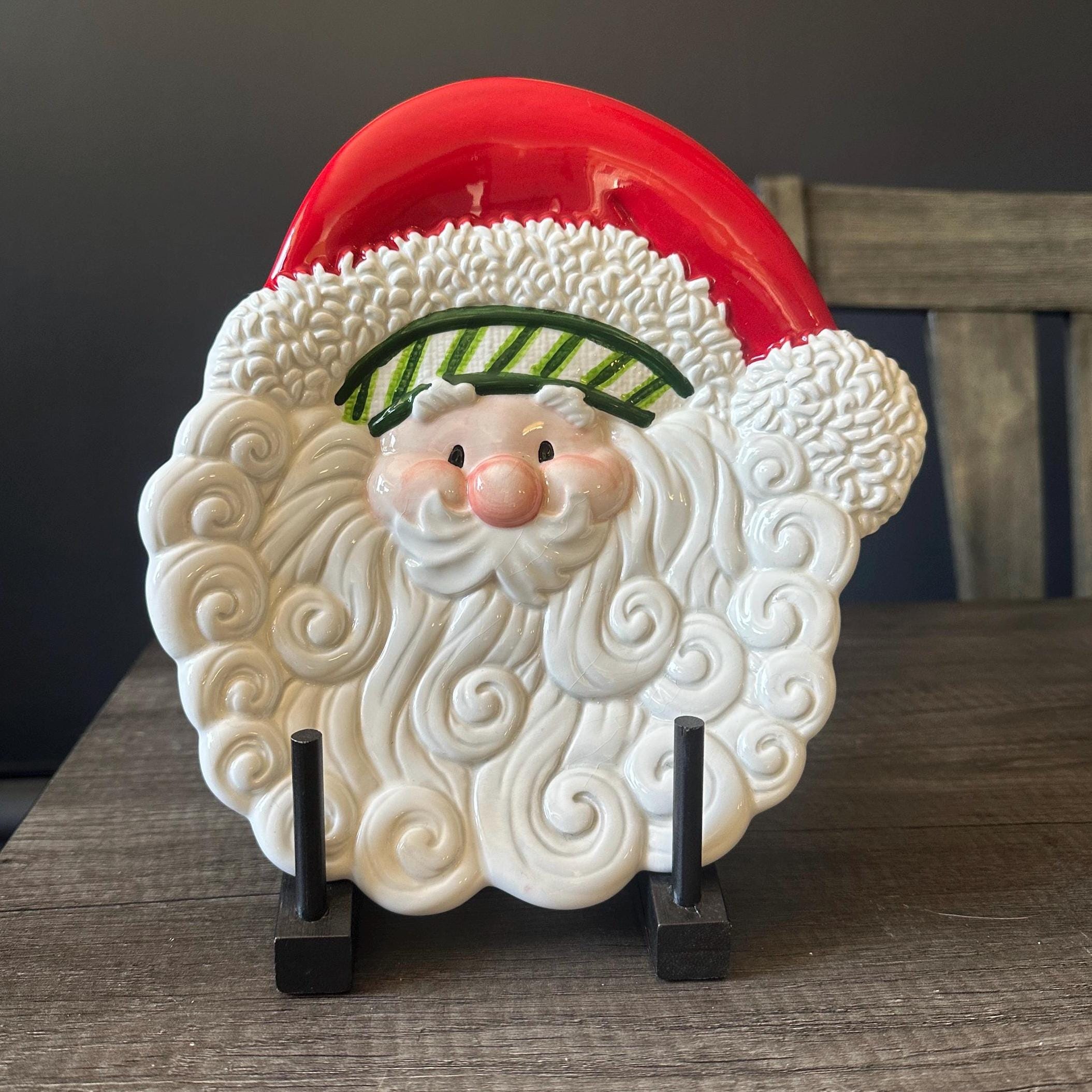 Fitz and Floyd Centre de Table Père Noël et cerf, Rouge de Vacances, 40,6 cm