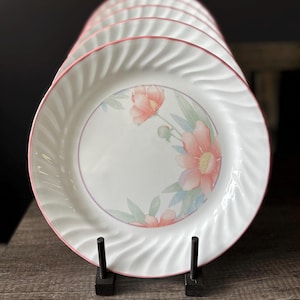Vintage Corelle 10' Peony Dinner Plates – Peach Floral Swirl - Set of 5 – Corning Replacement Pieces