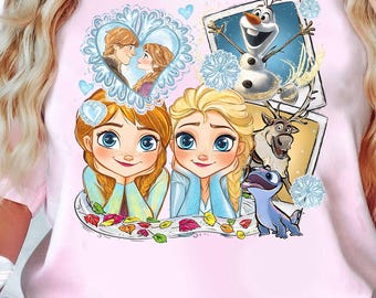 Vintage Disney Anna And Elsa Cute Shirt, Disney Frozen Retro Tshirt, Disney Birthday Girl Matching Trip, Magic Kingdom, Disney Family 2026