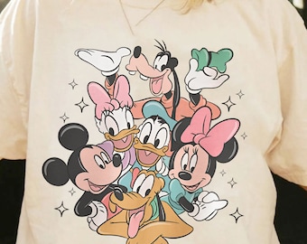 Vintage Disney Mickey And Friends Shirt, Mickey Minnie Donald Daisy Goofy Pluto Tshirt, Disneyland Family Trip Matching, Cute Disney Outfit