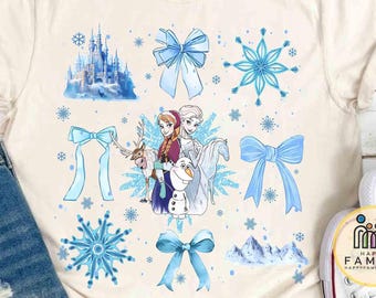 Coquette aquarelle la reine des neiges Disney, t-shirt Olaf et Sven, voyage en famille Magic Kingdom à Disneyland, chemise flocons de neige princesse Elsa Anna