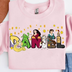 Custom Name Disney Tangled Shirt, Ersonalized Disney Rapunzel Princess Flynn Rider Pascal Maximus Tshirt, Disneyland Vacation Holiday Family
